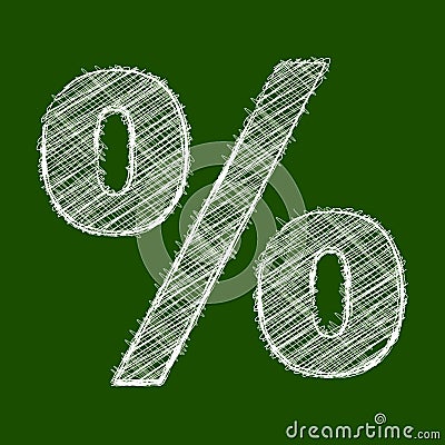 % percent scribble symbol on a green background. Vector Illustration