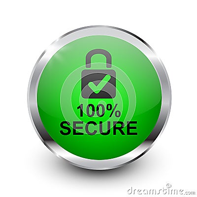 100 percent secure button icon, concept network protection background design, protect mechanism, system privacy Vector Illustration