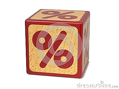 Percent Sign - Childrens Alphabet Block. Stock Photo