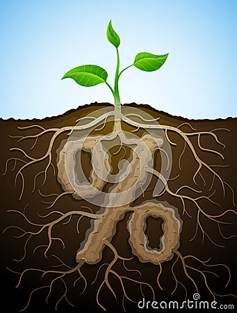 Percent sign like root of plant Vector Illustration