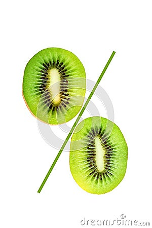 Percent sign made of slices of ripe kiwi. Stock Photo