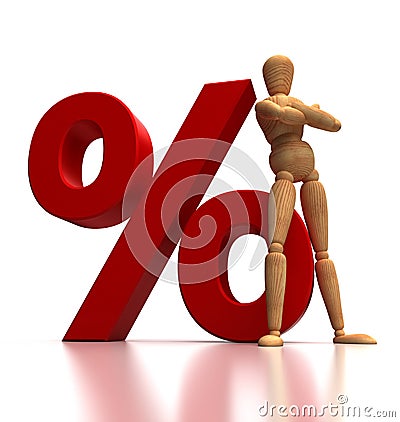 Percent sign and mannequin Stock Photo