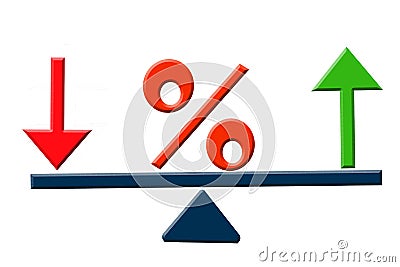 The percent sign on scale . Stock Photo