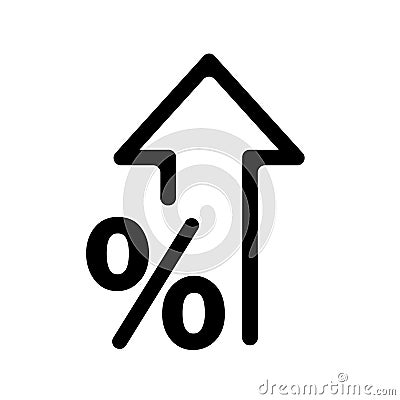 Percent up vector icon, rate increase illustration. Vector Illustration