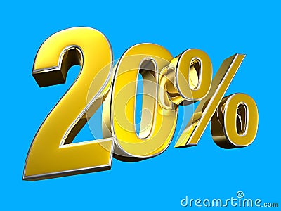 20 percent yellow 3d. Cartoon Illustration