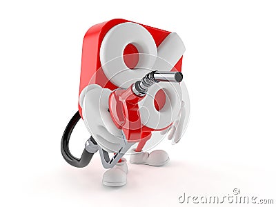 Percentage character holding gasoline nozzle Cartoon Illustration