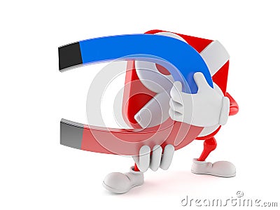 Percentage character holding horseshoe magnet Stock Photo