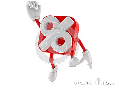 Percentage character jumping in joy Stock Photo