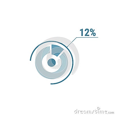 Percentage diagram graph, 12 twelve percent vector circle chart, ui design Vector Illustration