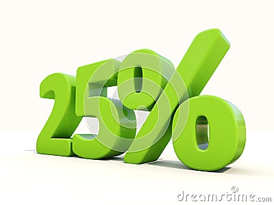 25% percentage rate icon on a white background Cartoon Illustration