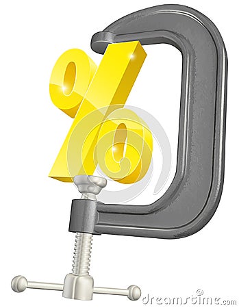 Percentage sign in clamp concept Vector Illustration