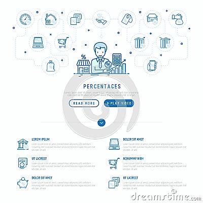 Percentages concept: manager gives credit Vector Illustration