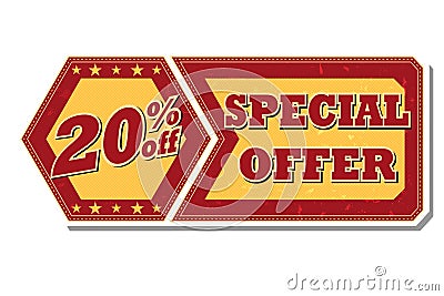 20 percentages off special offer - retro label Stock Photo