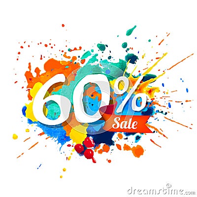 60 percents sale. Splash paint Vector Illustration