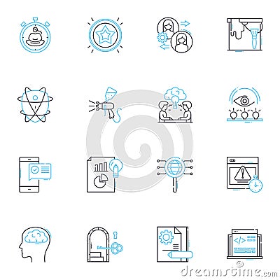 Perception and intuition linear icons set. Insight, Sensing, Sixth sense, Gut feeling, Awareness, Cognition, Discernment Vector Illustration