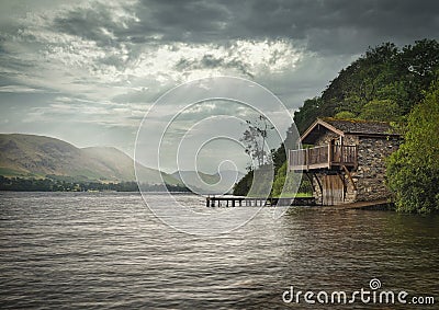 Boathouse Ullswater Lake District Stock Photo
