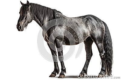 Percheron Horse On White Background. Generative AI Stock Photo