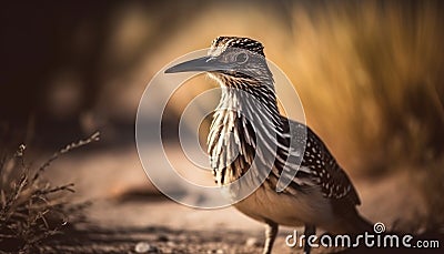 Perching bird watching, sunset beauty in nature generated by AI Stock Photo