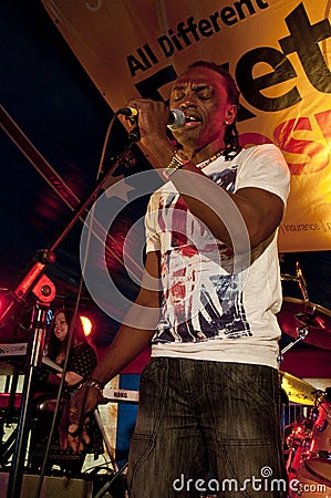 Perchy Farmer performing live in the World Big Top Editorial Stock Photo