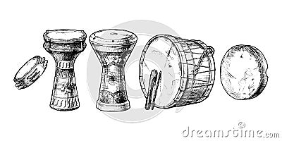 Percussion instrument of the Near East. Vector Illustration