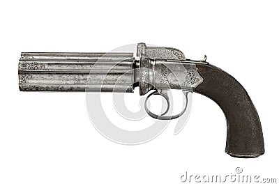 Percussion Pepper box barrel gun Stock Photo