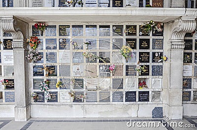 Pere Lachaise Cemetery columbarium Editorial Stock Photo