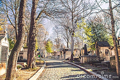 Pere-Lachaise cemetery in late fall Editorial Stock Photo