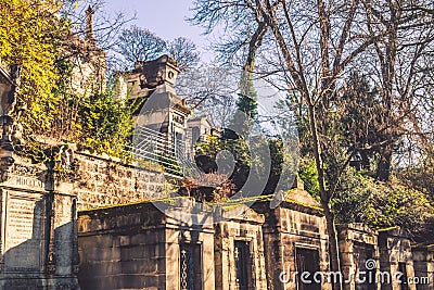 Pere-Lachaise cemetery tombs Editorial Stock Photo