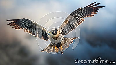 Peregrine Falcon Soaring Through the Sky. Generative ai Cartoon Illustration