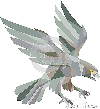 Peregrine Falcon Swooping Grey Low Polygon Vector Illustration