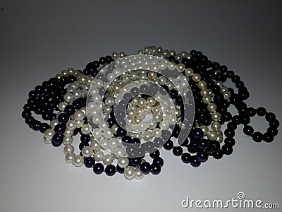 Perfect black and white pearls Stock Photo