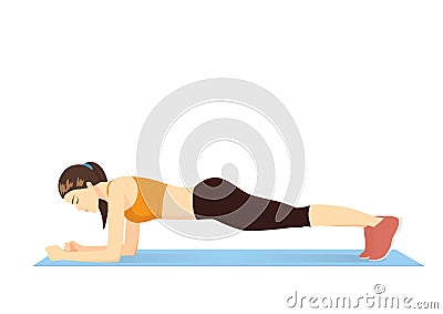 Perfect body with the plank exercise. Vector Illustration