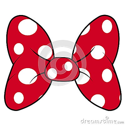 Perfect bow of red fabric white dots pattern Vector Illustration