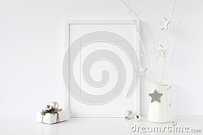 Frames Christmas Mockup. Scandinavian style. Stock Photo