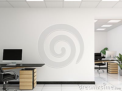 Office wall mock up interior. Wall art. 3d rendering, 3d illustration Editorial Stock Photo