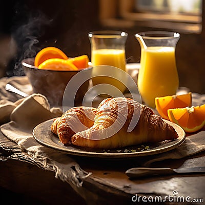 perfect breakfast with a glass of orange juice Stock Photo