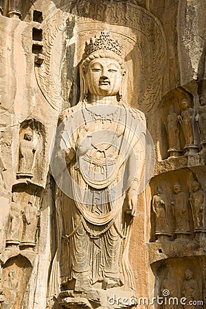 A perfect Buddha statue in the Longmen Groottoes Stock Photo