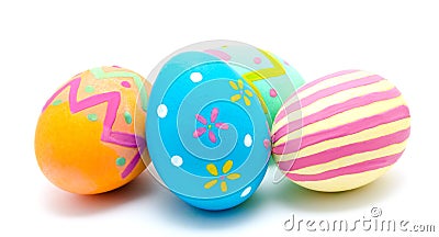 Perfect colorful handmade easter eggs isolated Stock Photo