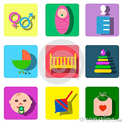 Perfect detailed baby icons Stock Photo