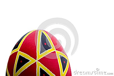 Perfect ethnical handmade easter egg. Decorated with patterns. Isolated on white Stock Photo