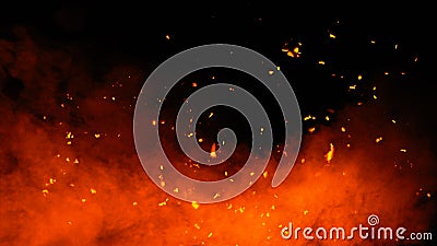 Perfect fire particles embers texture. Abstract flying sparkle overlays on background for text or space. Stock illustration Stock Photo