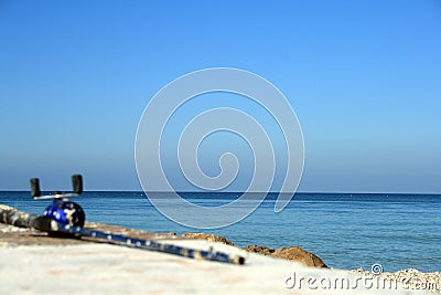 Perfect Fishing Spot by the Ocean Stock Photo