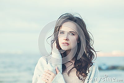 Perfect Girl with Long Wavy Hair. Stock Photo