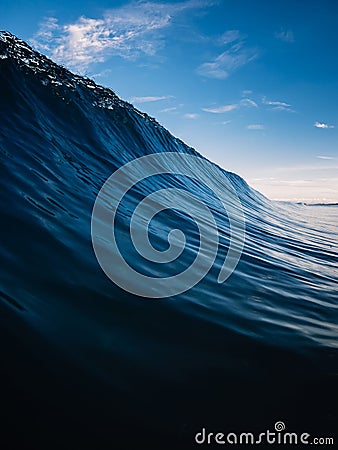 Perfect glassy wave in ocean. Crashing sea wave Stock Photo