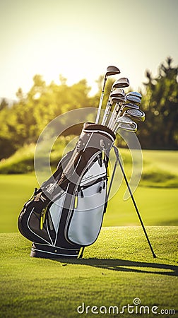 Perfect Summer Day at the Golf Course with Sharp Landscape Details and Dreamy Silhouette Stock Photo