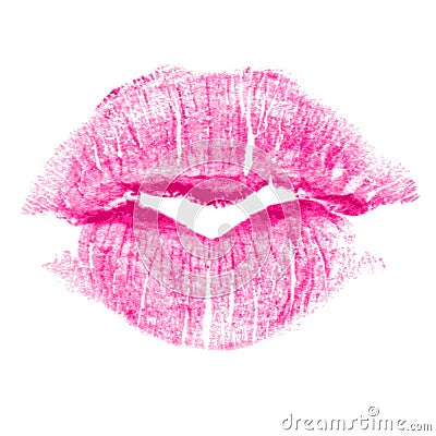 Perfect imprint of pink lipstick. Vector Illustration