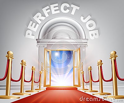 Perfect Job Red Carpet Door Vector Illustration