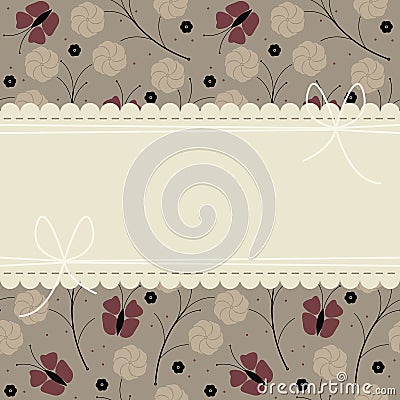 Perfect lace frame with butterflies and flowers Vector Illustration