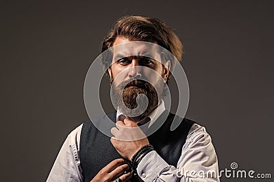Perfect look. serious bearded businessman. stylish mature man looking modern. mens office wardrobe. fashionable man Stock Photo
