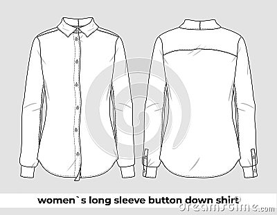 Women`s long sleeve button down shirt template Vector Illustration